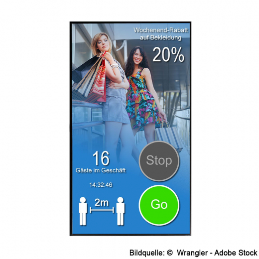 Digitaler Personenzähler mit Zutrittskontrolle 43 Zoll