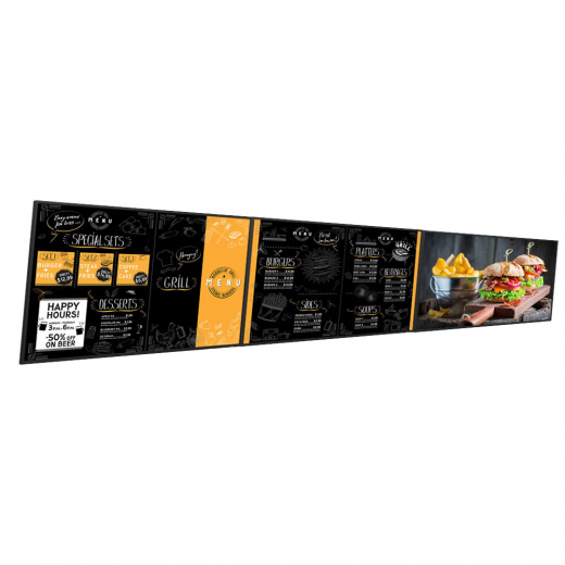 Digitales Menüboard Set 3x 50 Zoll UHD Displays im Querformat mit Wandhalterung