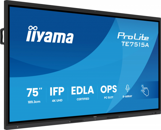 iiyama TE7515A-B1AG Signage-Display Digital Signage Flachbildschirm 189,2 cm (74.5") WLAN 550 cd/m? 4K Ultra HD Schwarz Touchscreen Eingebauter Prozessor Android