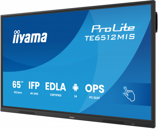 iiyama TE6512MIS-B4AG Signage-Display Digital Signage Flachbildschirm 165,1 cm (65") LCD WLAN 400 cd/qm 4K Ultra HD Schwarz Touchscreen Eingebauter Prozessor Android 14 24/7