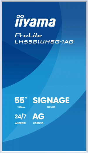iiyama LH6581UHSG-1AG Signage-Display Interaktiver Flachbildschirm 163,8 cm (64.5") WLAN 500 cd/m? 4K Ultra HD Weiß Eingebauter Prozessor Android 10 24/7