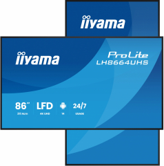 iiyama LH8664UHS-B3AG Signage-Display Digital Signage Flachbildschirm 2,17 m (85.6") WLAN 500 cd/qm 4K Ultra HD Schwarz Eingebauter Prozessor Android 24/7