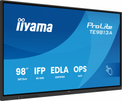 iiyama TE9813A-B2AG Signage-Display Kiosk-Design 2,48 m (97.5") WLAN 500 cd/qm 4K Ultra HD Schwarz Touchscreen Eingebauter Prozessor Android 24/7