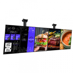 Digitales Menüboard Set 5x 50 Zoll UHD Displays im Hochformat mit Deckenhalterung
