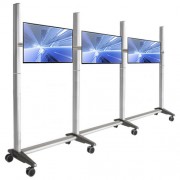 TV Rollwagen mit Laufschiene für 3 schiebbare 24 Zoll Monitore