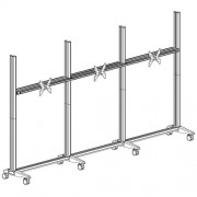 TV Rollwagen mit Laufschiene für 3 schiebbare 24 Zoll Monitore