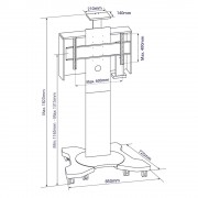 B-Tech Videokonferenz Rollwagen BTF820 bis 80 Zoll