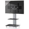 VCM Tosal TV Standfuß für Monitore von 32 - 70 Zoll mit Glaszwischenboden / Silber/Schwarzglas