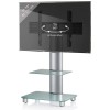 VCM Tosal TV Standfuß für Monitore von 32 - 70 Zoll mit Glaszwischenboden / Silber/Mattglas