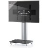 VCM Tosal TV Standfuß für Monitore von 32 - 70 Zoll ohne Glaszwischenboden / Silber/Schwarzglas