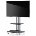 VCM Tosal TV Standfuß für Monitore von 32 - 70 Zoll mit Glaszwischenboden / Silber/Schwarzglas