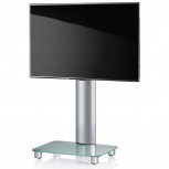 VCM Tosal TV Standfuß für Monitore von 32 - 70 Zoll ohne Glaszwischenboden / Silber/Mattglas