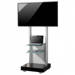 VCM Montevisolo 3 Rollwagen für LCD LED Monitore mit 2 Glasböden Schwarzglas