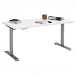 Maja Höhenverstellbarer Schreibtisch 5504 Roheisen natur lackiert - weiß matt