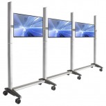 TV Rollwagen mit Laufschiene für 3 schiebbare 24 Zoll Monitore