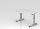 Schreibtisch C-Fuß 120x80cm Weiß-Silber