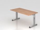 Schreibtisch C-Fuß 160x80cm Nussbaum-Silber
