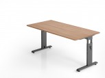 Schreibtisch C-Fuß 160x80cm Nussbaum-Graphit