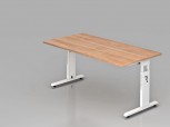 Schreibtisch C-Fuß 160x80cm Nussbaum-Weiß