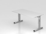 Schreibtisch C-Fuß 180x80cm Weiß-Silber